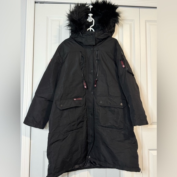 Black super warm mid leng winter coat​​​ - Picture 1 of 9